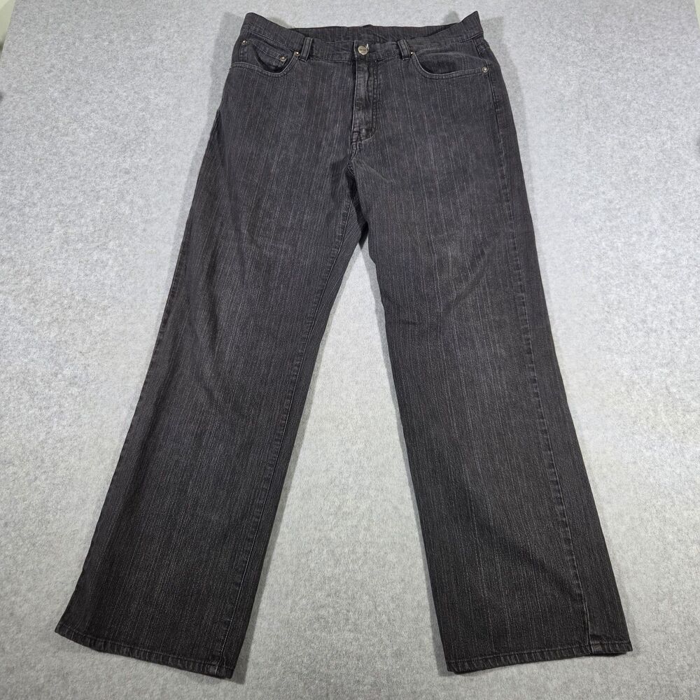 Wilke Rodriguez Mens Jeans 33x30 Faded Black Gray Textured Slub Pinstripe